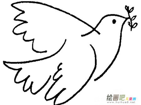和平鸽简笔画：飞往日本的和平鸽