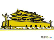 天安门简笔画：游天安门