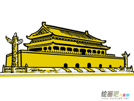 天安门简笔画：游天安门