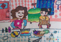 中秋节儿童画：月圆如镜，月华如洗