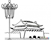 天安门简笔画：我爱天安门