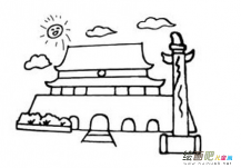 天安门简笔画：游天安门