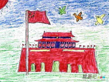 天安门简笔画：暑假游天安门