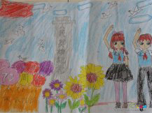 彩色铅笔画：纪念抗日战争胜利70周年
