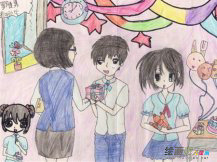 彩色铅笔画：教师节的祝福