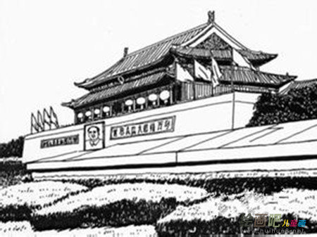 天安门简笔画：天安门两侧的文武衙门