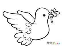 和平鸽简笔画：小女孩飞和平鸽