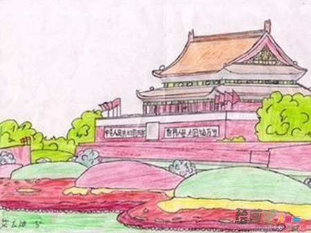 天安门简笔画：参观天安门城楼