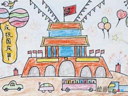 天安门简笔画：天安门壮观的升旗仪式