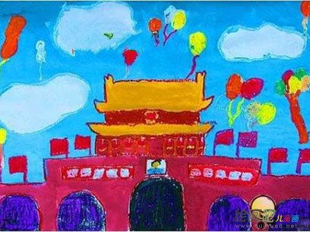 天安门简笔画：天安门五星红旗