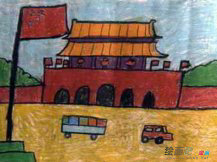 天安门简笔画：走在天安门广场上