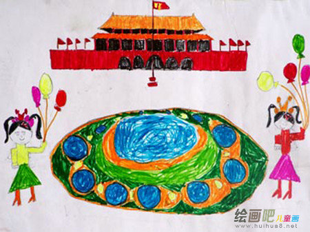 天安门简笔画：国庆节的天安门之夜