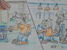 彩色铅笔画：做个懂礼仪的文明小学生