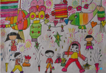 春节儿童画：新春快乐春节儿童画