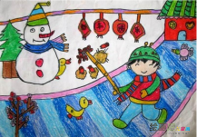 春节儿童画：新年快乐儿童画