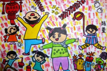 春节儿童画：关于过春节的儿童画