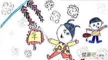 鞭炮简笔画：放鞭炮的简笔画