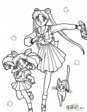 动漫铅笔画：卡通人物简笔画-两个美少女