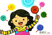 蜡笔画：小学生蜡笔画