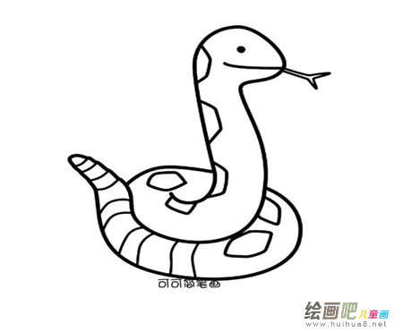 蛇的简笔画：蛇效龙腾