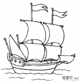 帆船简笔画：小帆船