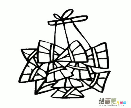 粽子简笔画：第一次包粽子