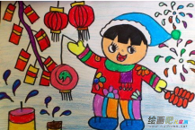 蜡笔画：五彩蜡笔