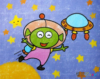 蜡笔画：小学生蜡笔画图片