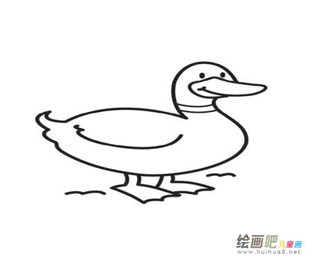 小鸭子简笔画：小鸭子游泳