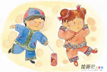 春节儿童画：吃年夜饭　