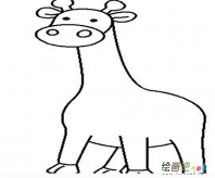 长颈鹿简笔画：长颈鹿和小白兔