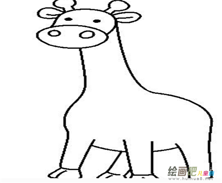 长颈鹿简笔画：长颈鹿和小白兔