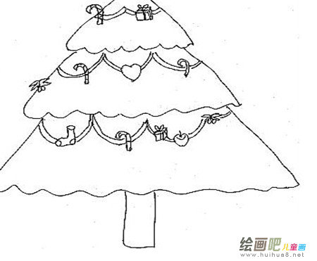 圣诞树简笔画：卡通圣诞树简笔画