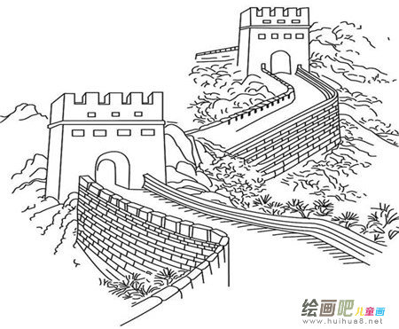 长城简笔画：长城景色