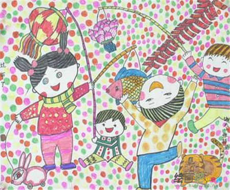 庆元旦儿童画：满怀信心 迎接元旦