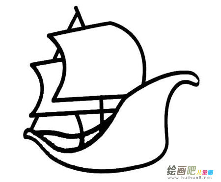 帆船简笔画：木帆船