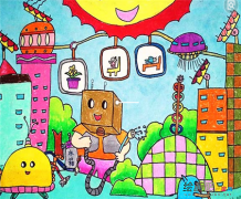 绿色家园儿童画：儿童画画图片