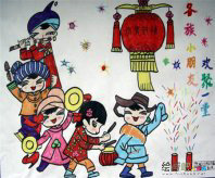 春节儿童画：解放路新年景