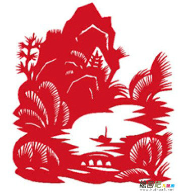 山水的剪纸方法