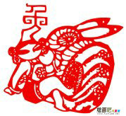 剪纸图案大全：兔与福娃娃剪纸方法