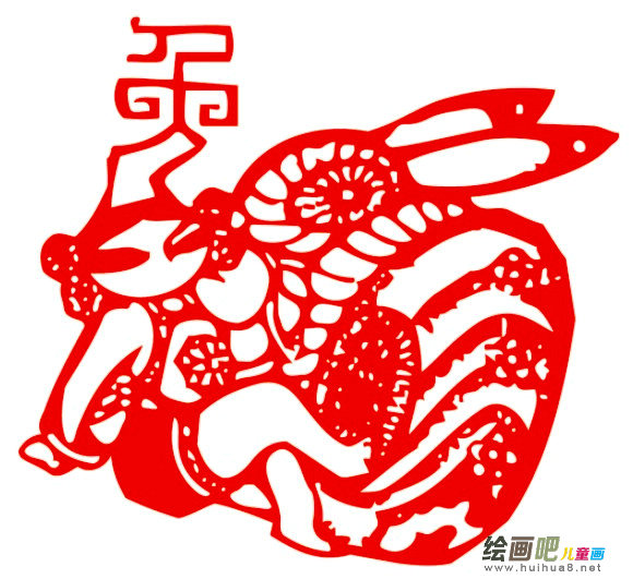 兔与福娃娃剪纸方法