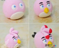 橡皮泥手工制作：粉红愤怒的小鸟粘土制作