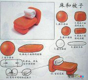 橡皮泥手工制作：床和被子