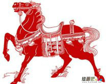 剪纸图案大全：白描风格剪纸马