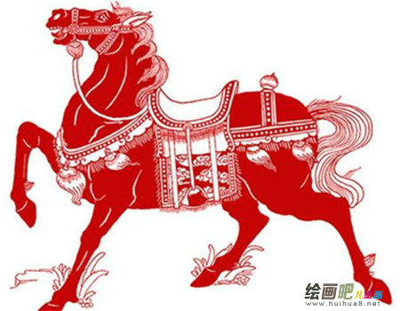 剪纸图案大全：白描风格剪纸马