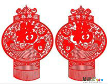 剪纸图案大全：迎春接福新年剪纸灯笼