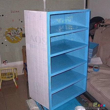 废物利用手工制作：废弃纸箱做鞋柜