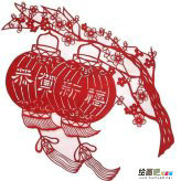 剪纸图案大全：剪纸圆形灯笼