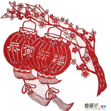 剪纸图案大全：剪纸圆形灯笼