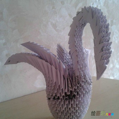 折纸大全：折纸三角插天鹅